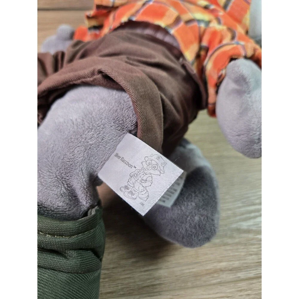 Great Wolf Lodge Oliver Raccoon plush wearing a hiking Mining outfit with hat